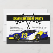 Carte Course bleu blanc jaune voiture fête d'anniversair (Devant)