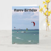 Carte Course de Kite Surf Joyeux Anniversaire (Fleur jaune)