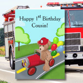 Carte Cousin 1er anniversaire Teddy Bear Camion