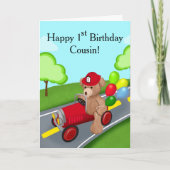 Carte Cousin 1er anniversaire Teddy Bear Camion (Devant)