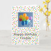 Carte Cousin 2e anniversaire heureux de ballon (Fleur jaune)