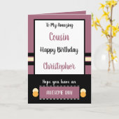Carte Cousin Anniversaire ont un jour merveilleux prune (Fleur jaune)