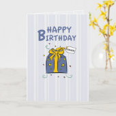 Carte Cousin Anniversaire présent (Fleur jaune)