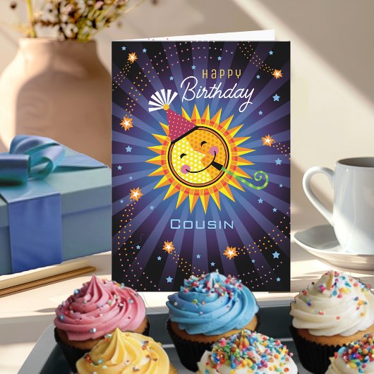 Carte Cousin Celestial Sun Universe Joyeux Anniversaire