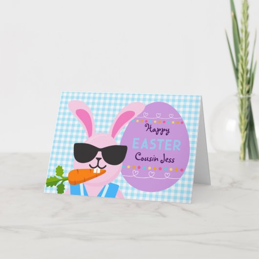 Carte Cousin Cool Lapin de Pâques et Carotte (Devant)