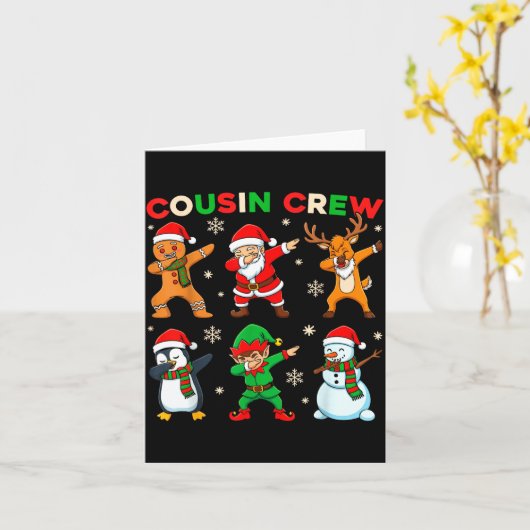 Carte Cousin Crew Dabbing Santa Elf Friends Christmas Fu (Fleur jaune)