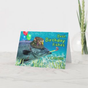 Carte Cousin Cuz Poisson d'anniversaire prêt à faire la 