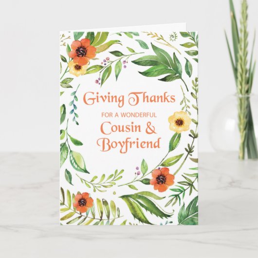 Carte Cousin et un petit ami remercient Thanksgiving (Devant)