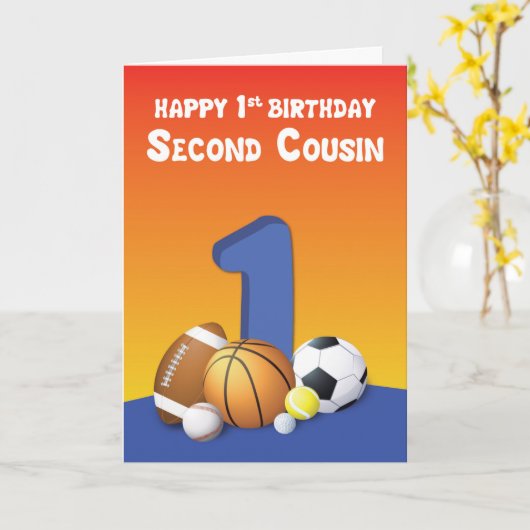 Carte Cousin Germain Garçon 1er Anniversaire Ballons de (Fleur jaune)