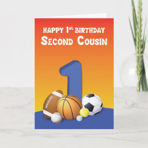 Carte Cousin Germain Garçon 1er Anniversaire Ballons de