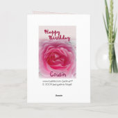 Carte COUSIN - Joyeux xxe anniversaire - Rose rose (Dos)