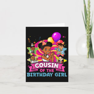 Carte Cousin L'Anniversaire Fille Fête Pink Doll Famille