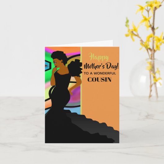 Carte Cousin, l'élégante cousine afro-américaine, Bonne (Fleur jaune)