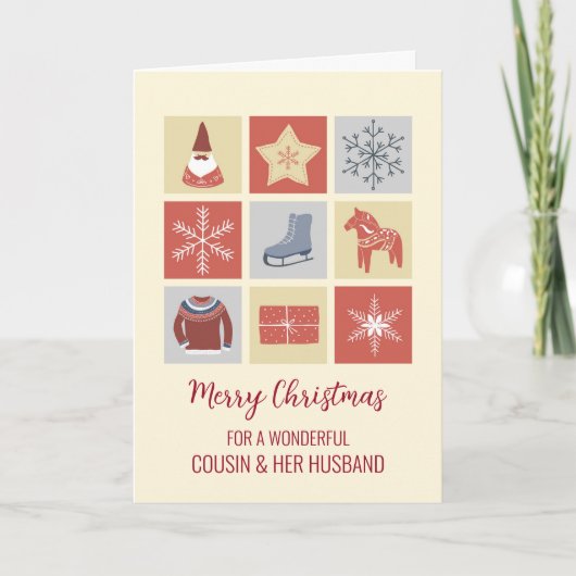 Carte Cousin moderne et son mari Joyeux Noël (Devant)