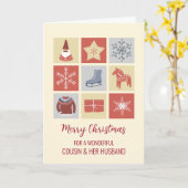 Carte Cousin moderne et son mari Joyeux Noël (Fleur jaune)