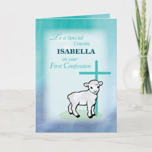 Carte Cousin Personnaliser Nom Première Confession Agnea