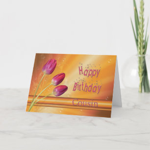 Carte Cousin, tulipes d'anniversaire pleine de soleil