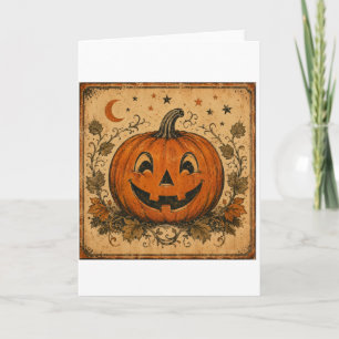 Carte Coussin de jet vintage citrouille Halloween
