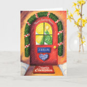 Carte Coussin de porte avant Joyeux Noël Rouge Convivial (Fleur jaune)