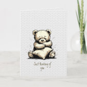 Carte Coussin Ourson Mignon en Pensée pour Toi (Devant)