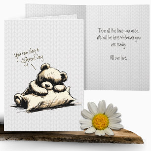 Carte Coussin Ourson Mignon pour Apaiser la Tristesse