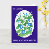 Carte Coutume Bleu matin Gloire Septembre Anniversaire (Fleur jaune)