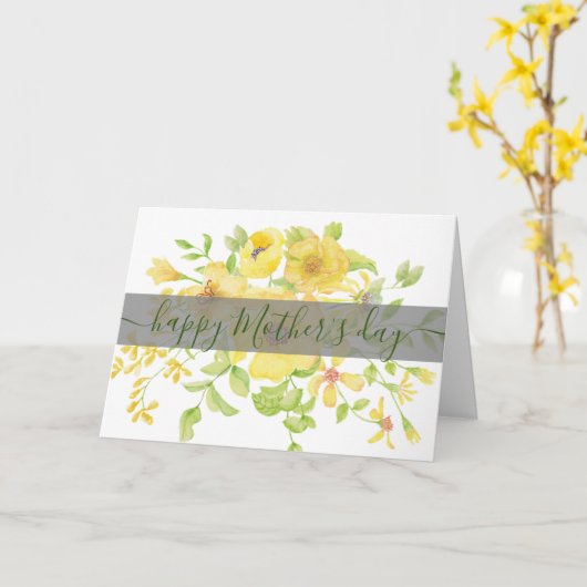 Carte Coutume florale d'aquarelle jaune Fête des Mères (Fleur jaune)