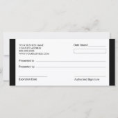 Carte Couture Floral Boutique Style Certificats cadeaux (Dos)