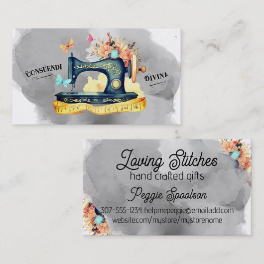 Carte couturière couturière vintage (Devant / Derrière)