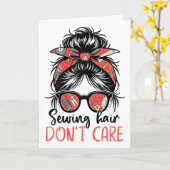 Carte Couturière de patchwork drôle Couture Cheveux S'en (Fleur jaune)