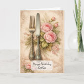 Carte Couverts Floraux Vintage (Devant)