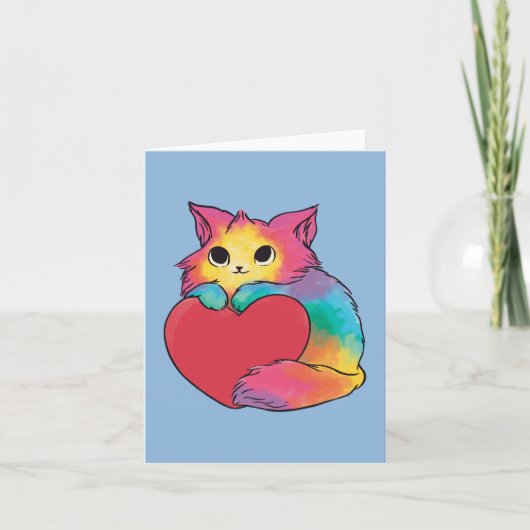 Carte Couverture de chaton d'amour en arc-en-ciel, intér (Devant)