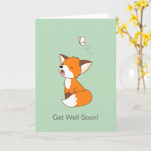 Carte Couverture de guérison rapide pour renard endormi (Fleur jaune)