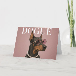 Carte Couverture fille de Doberman rose