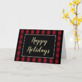 Carte Couverture rustique Joyeuses Fêtes rouge et noir à (Fleur jaune)