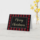 Carte Couverture rustique Joyeux Noël à carreaux rouges (Fleur jaune)