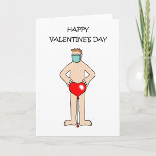 Carte Covid 19 Homme de dessin portant seulement un face