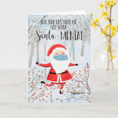 Carte Covid-19 Père Noël masque visage extra sentimental (Fleur jaune)