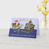 Carte Covid 19 Virtual Christmas Party Cartoon Humour (Fleur jaune)