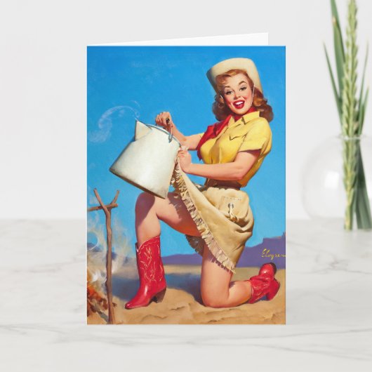 Carte Cow-girl avec le Pin de café (Devant)