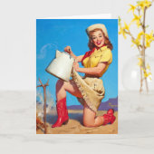 Carte Cow-girl avec le Pin de café (Fleur jaune)