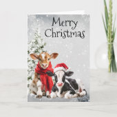 Carte Cow Merry Christmas Calf Babies (Devant)