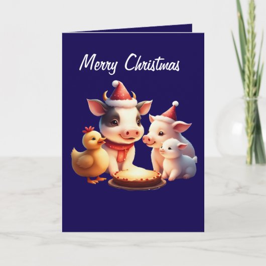 Carte cow, pig, lamb and chicken Folded Greeting Card (Devant)