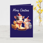 Carte cow, pig, lamb and chicken Folded Greeting Card (Fleur jaune)