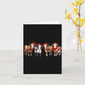Carte Cow Reindeer Santa Hat Christmas Light Funny Cows (Fleur jaune)