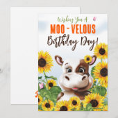 Carte Cow Sunflower Funny Birthday (Devant / Derrière)