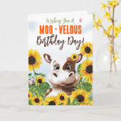 Carte Cow Sunflower Funny Birthday (Fleur jaune)