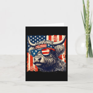 Carte Cow Sungles drapeau américain 4 juillet fermier