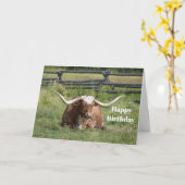 Carte Cow Texas Longhorn Photo Anniversaire (Fleur jaune)