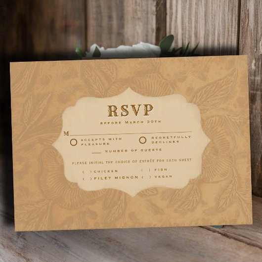 Carte Cowboy Country Tooled Beige Meal Wedding RSVP